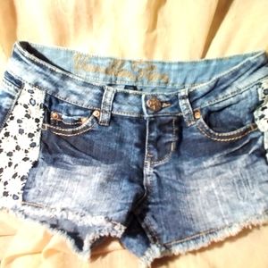 Vanilla Star Frayed Worn Look with Embroidered Lace Inserts Size 1